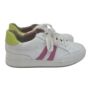 Lucky Brand Women's White Pink Lime Accent Hinta Comfort Sneakers Size 9.5